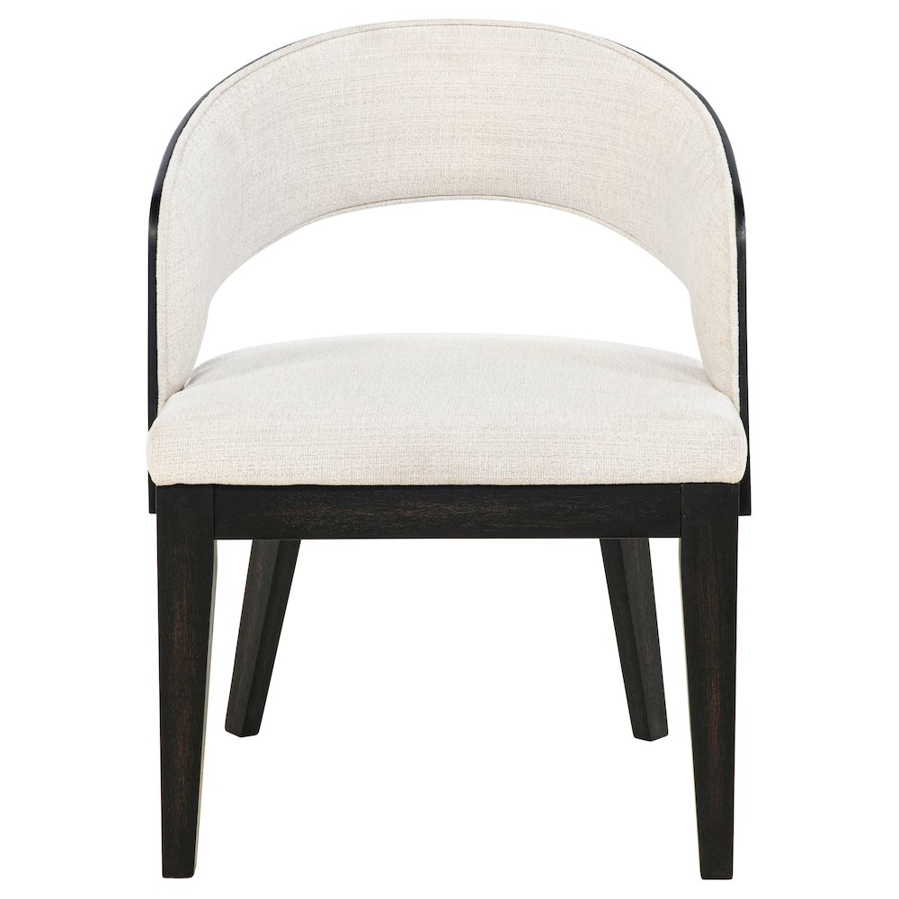 Leandro Upholstered Dining Arm Chair Cream (Set of 2). Picture 3