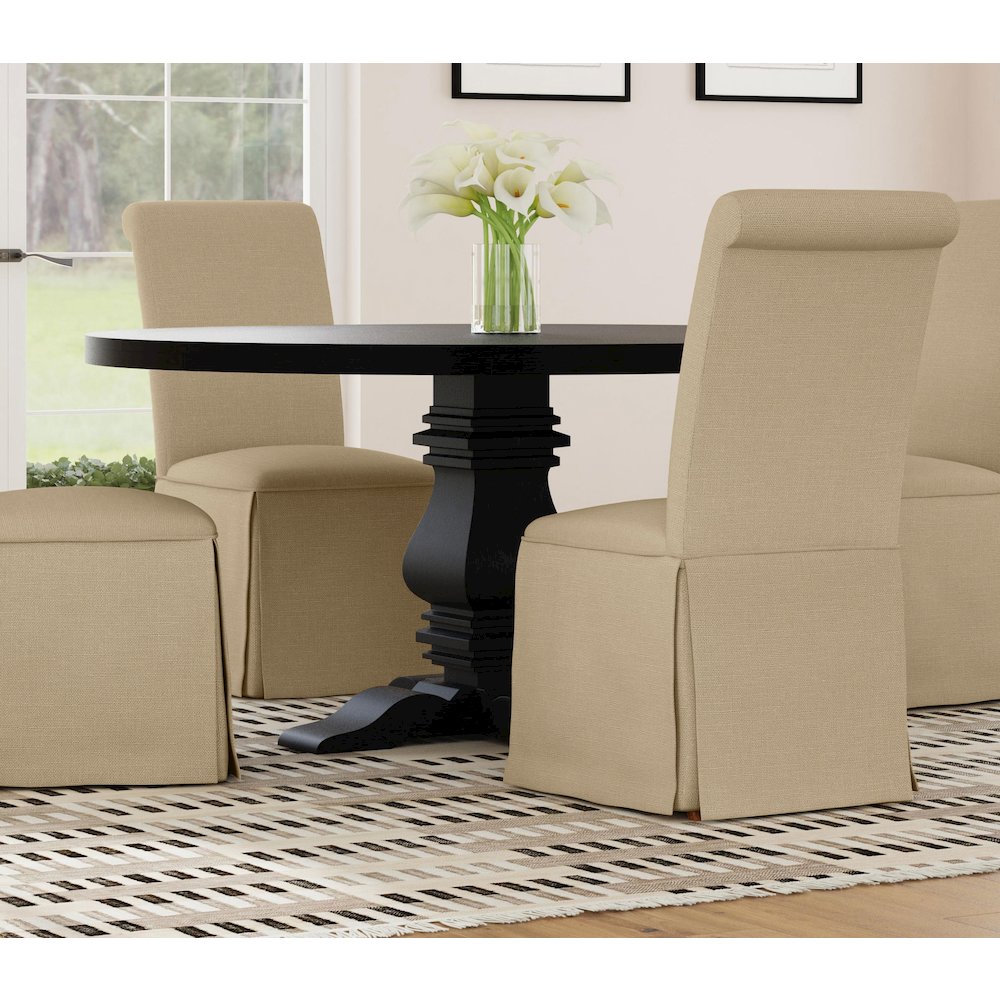 Florence Round 60-inch Pedestal Base Dining Table Black. Picture 7