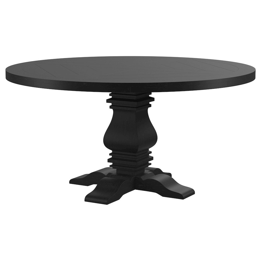 Florence Round 60-inch Pedestal Base Dining Table Black. Picture 4