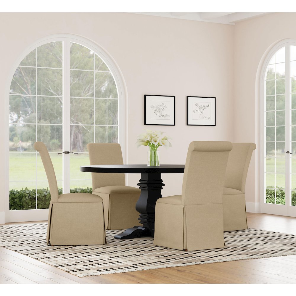 Florence Round 60-inch Pedestal Base Dining Table Black. Picture 10