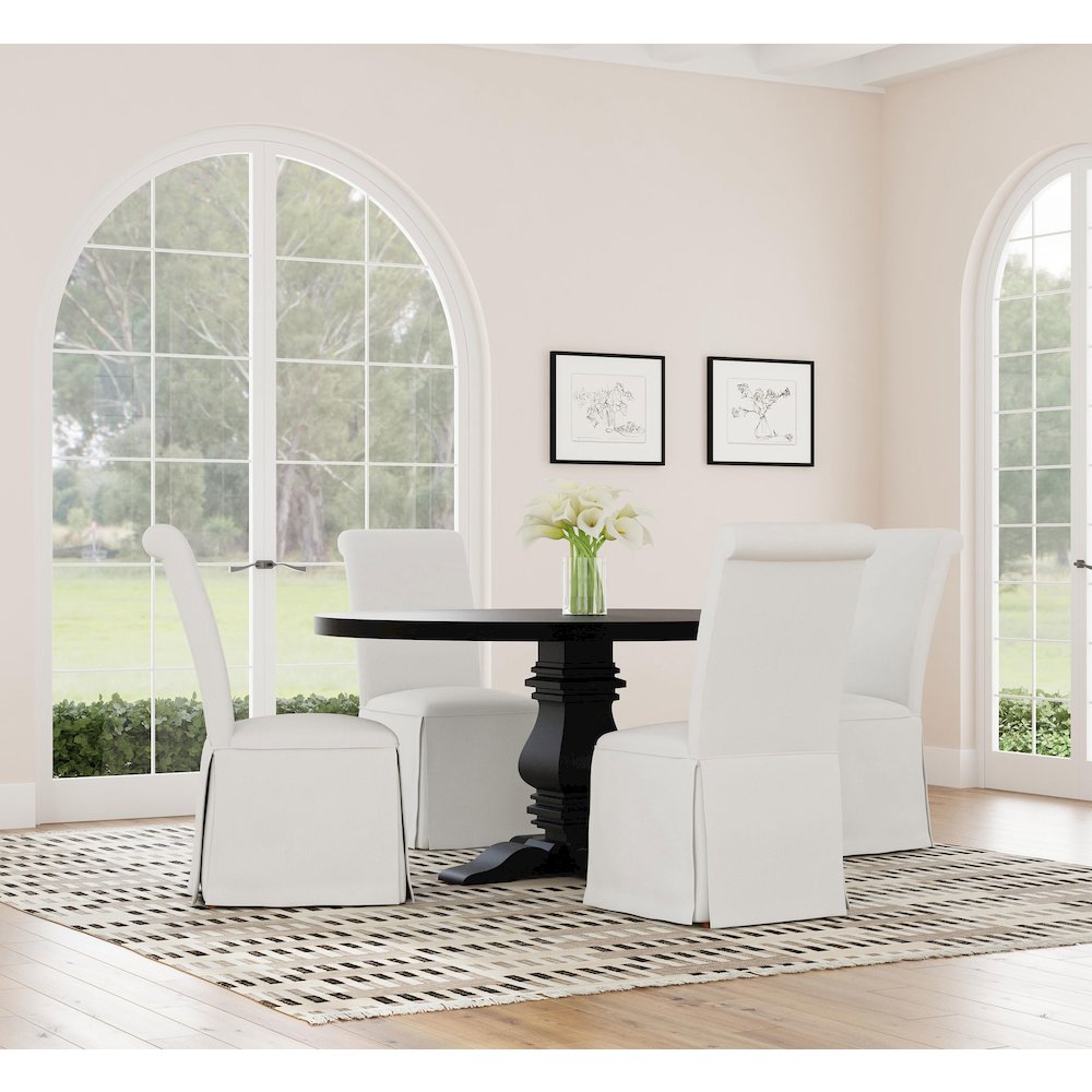 Florence Round 60-inch Pedestal Base Dining Table Black. Picture 11