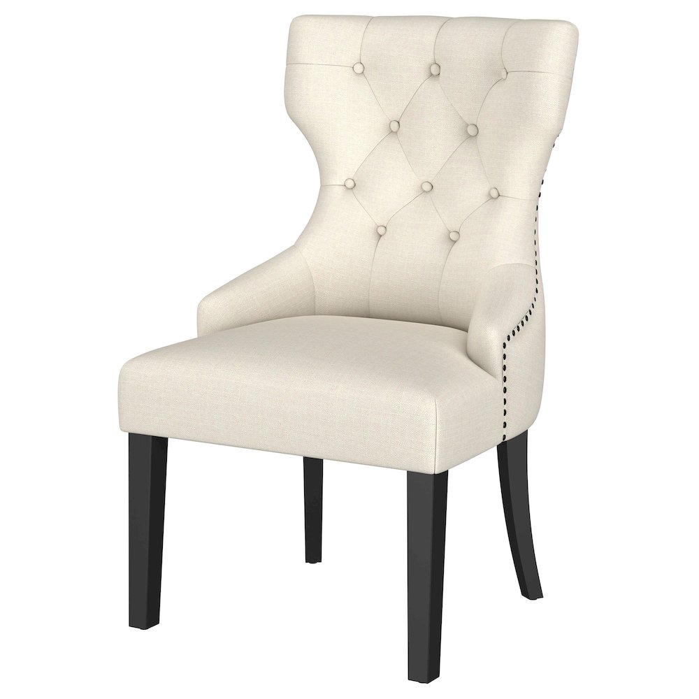 Baney Fabric Upholstered Dining Side Chair Beige and Black. Picture 4