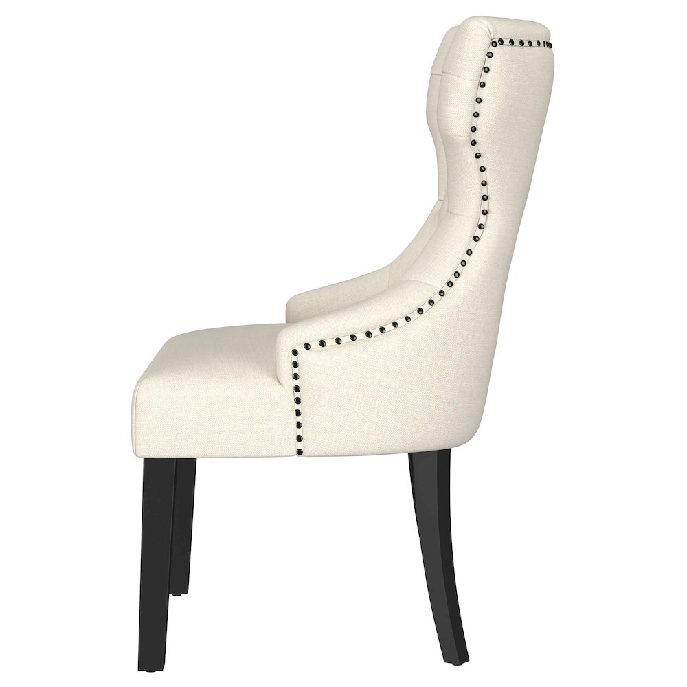 Baney Fabric Upholstered Dining Side Chair Beige and Black. Picture 5