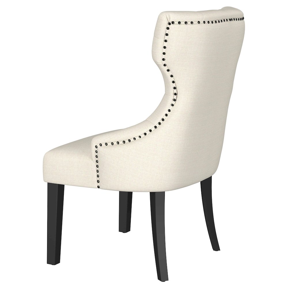 Baney Fabric Upholstered Dining Side Chair Beige and Black. Picture 6