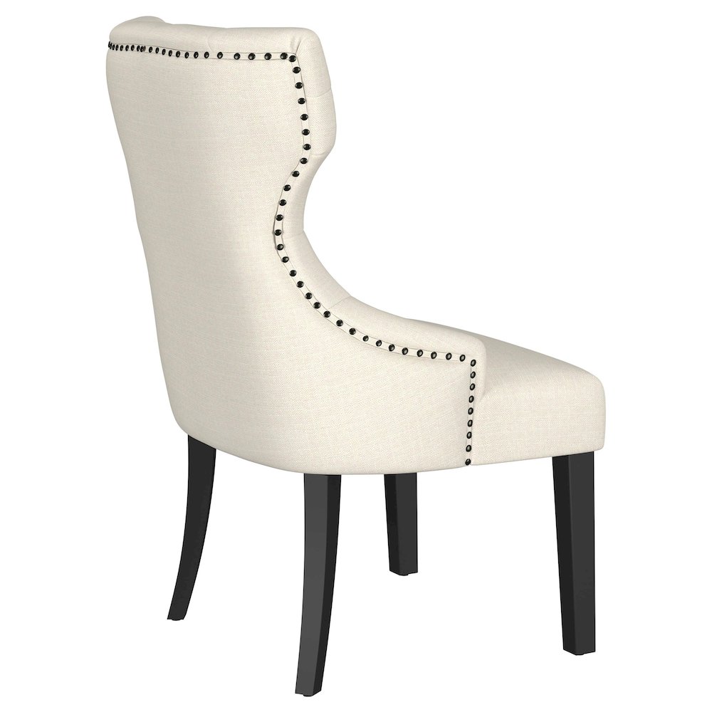 Baney Fabric Upholstered Dining Side Chair Beige and Black. Picture 8