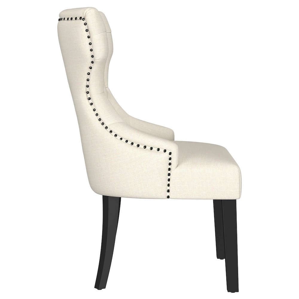 Baney Fabric Upholstered Dining Side Chair Beige and Black. Picture 9