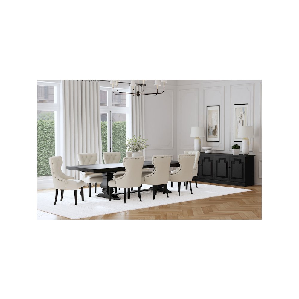 Baney Fabric Upholstered Dining Side Chair Beige and Black. Picture 12