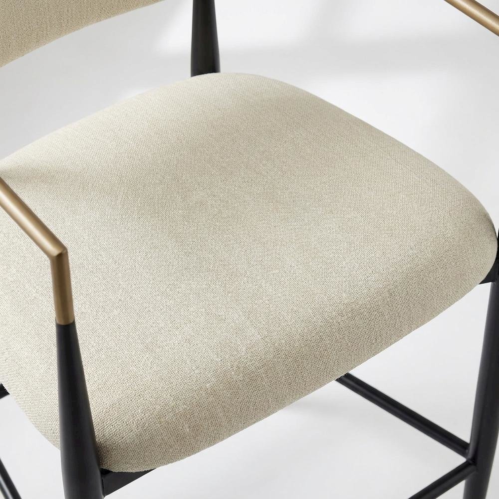 Beige Fabric Upholstered Counter Chairs Set of 2 with Contemporary Style. Picture 7
