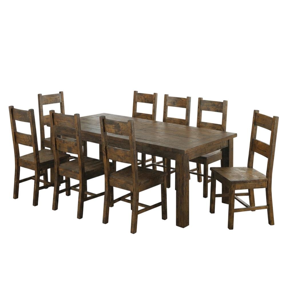 Rustic Golden Brown Dining Set with Rectangular Table and Comfortable Chairs. Picture 5