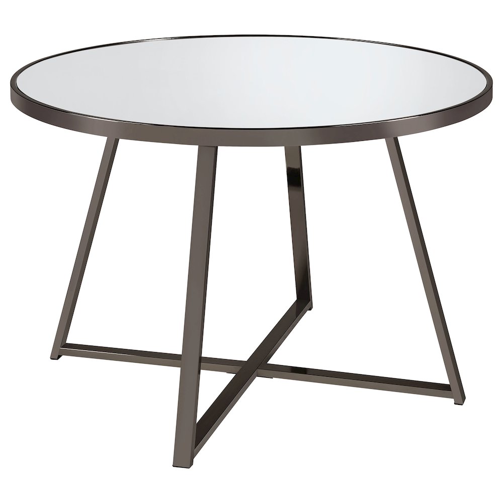 Jillian Round 45-inch Mirror Top Dining Table Black Nickel. Picture 1
