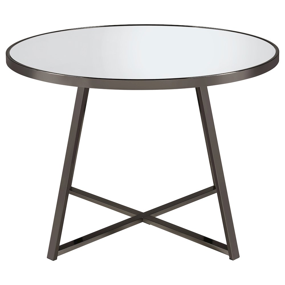 Jillian Round 45-inch Mirror Top Dining Table Black Nickel. Picture 3