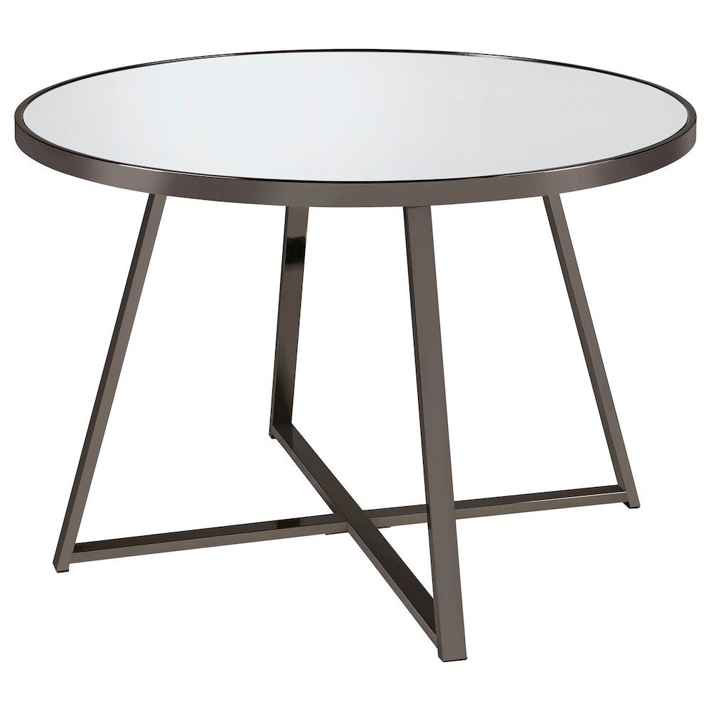 Jillian Round 45-inch Mirror Top Dining Table Black Nickel. Picture 4