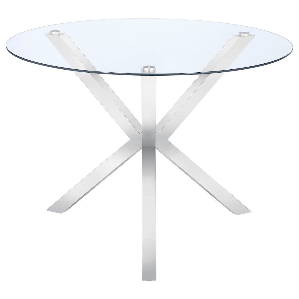 Vance Round 41-inch Glass Top Asterisk Dining Table Chrome. Picture 1