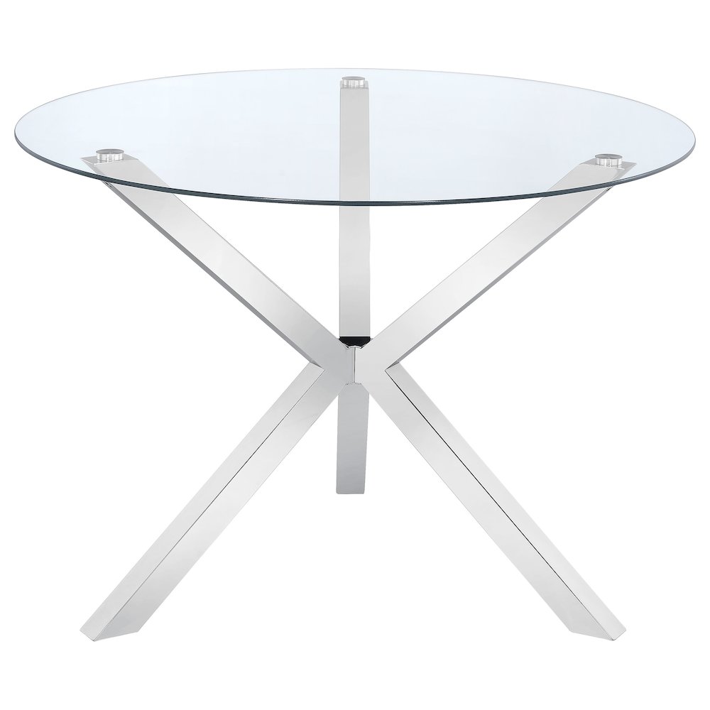 Vance Round 41-inch Glass Top Asterisk Dining Table Chrome. Picture 3