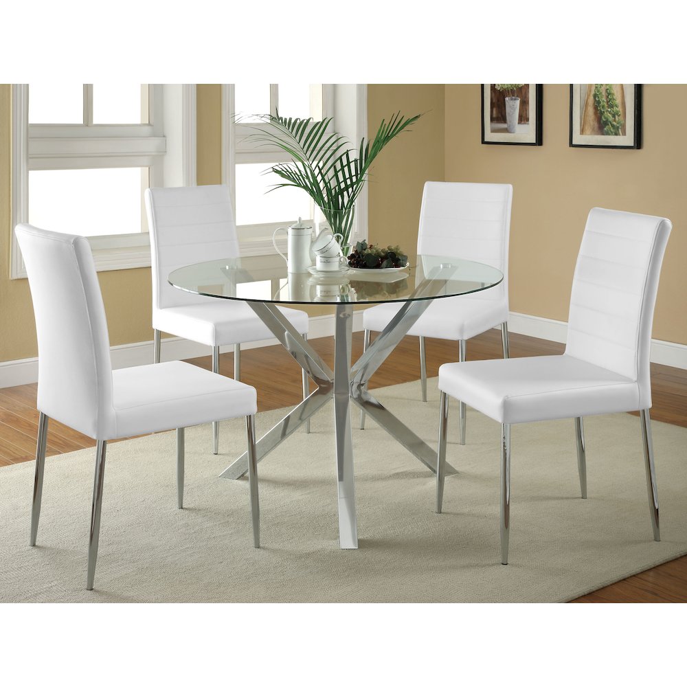 Vance Round 41-inch Glass Top Asterisk Dining Table Chrome. Picture 6