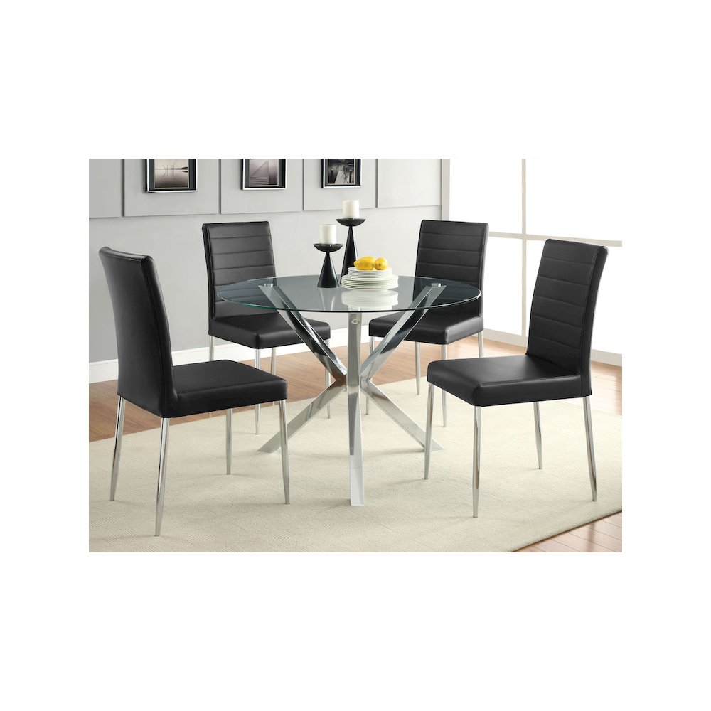 Vance Round 41-inch Glass Top Asterisk Dining Table Chrome. Picture 7