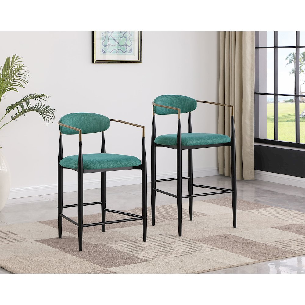 Tina Fabric Upholstered Counter Chair Green (Set of 2). Picture 12