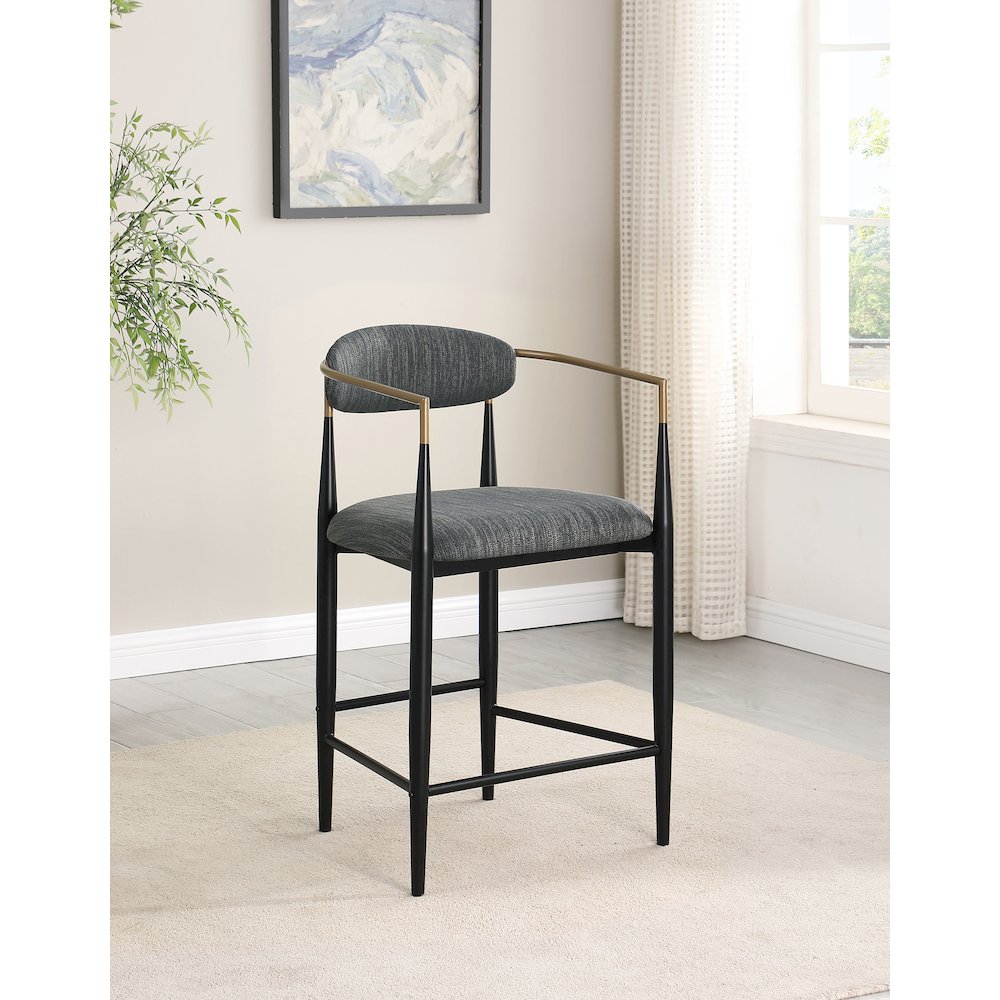 Tina Fabric Upholstered Counter Chair Dark Grey (Set of 2). Picture 10