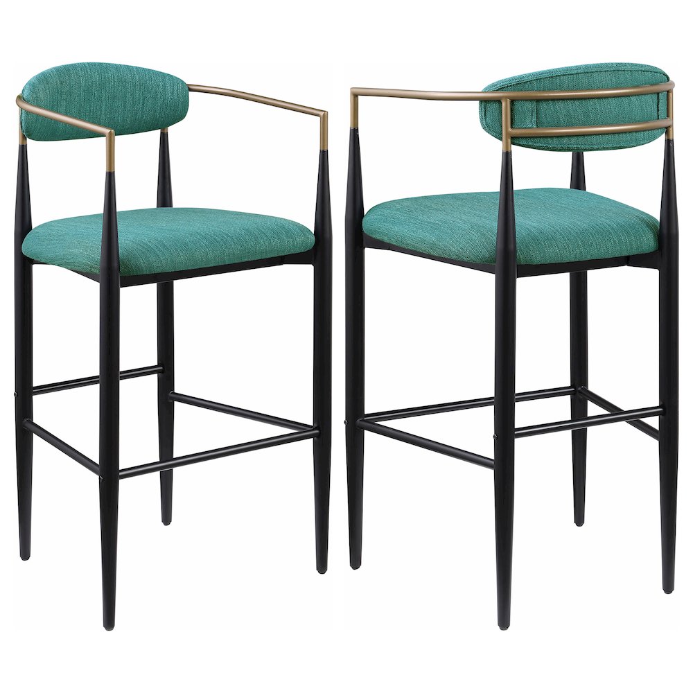 Tina Fabric Upholstered Bar Chair Green (Set of 2). Picture 1