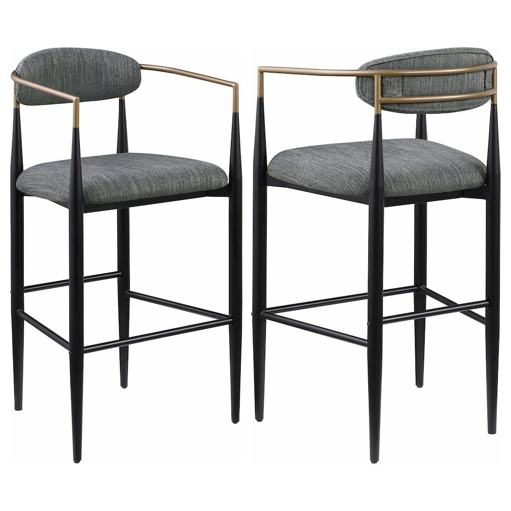 Tina Fabric Upholstered Bar Chair Dark Grey (Set of 2). Picture 1