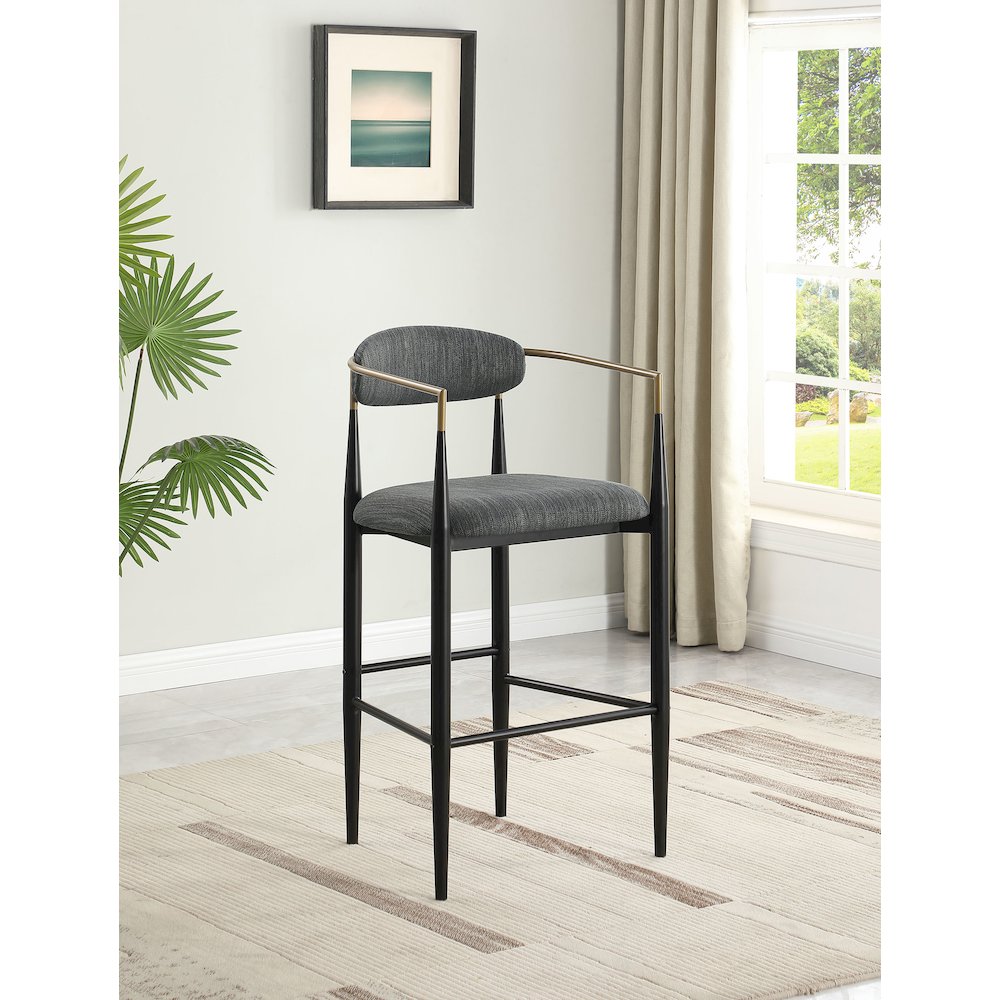 Tina Fabric Upholstered Bar Chair Dark Grey (Set of 2). Picture 10