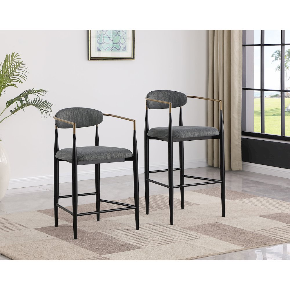 Tina Fabric Upholstered Bar Chair Dark Grey (Set of 2). Picture 12