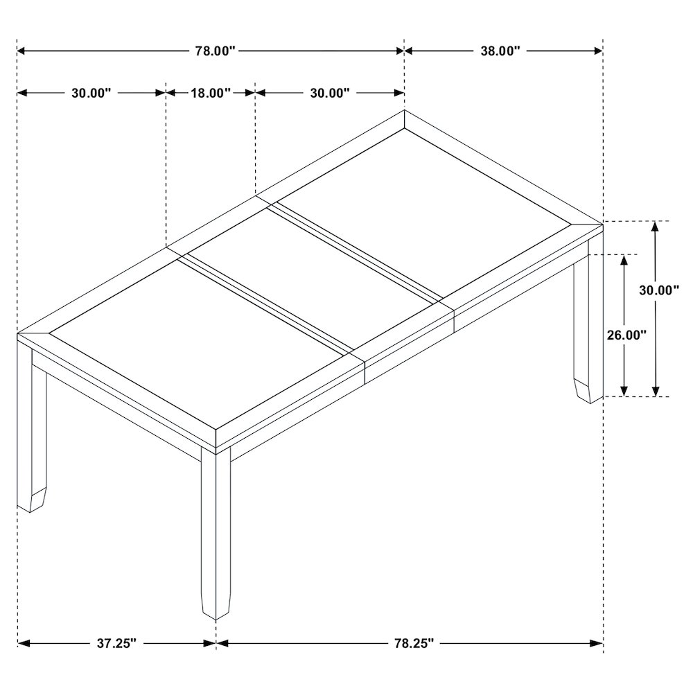Elodie Rectangular 78-inch Extension Leaf Dining Table Black. Picture 10