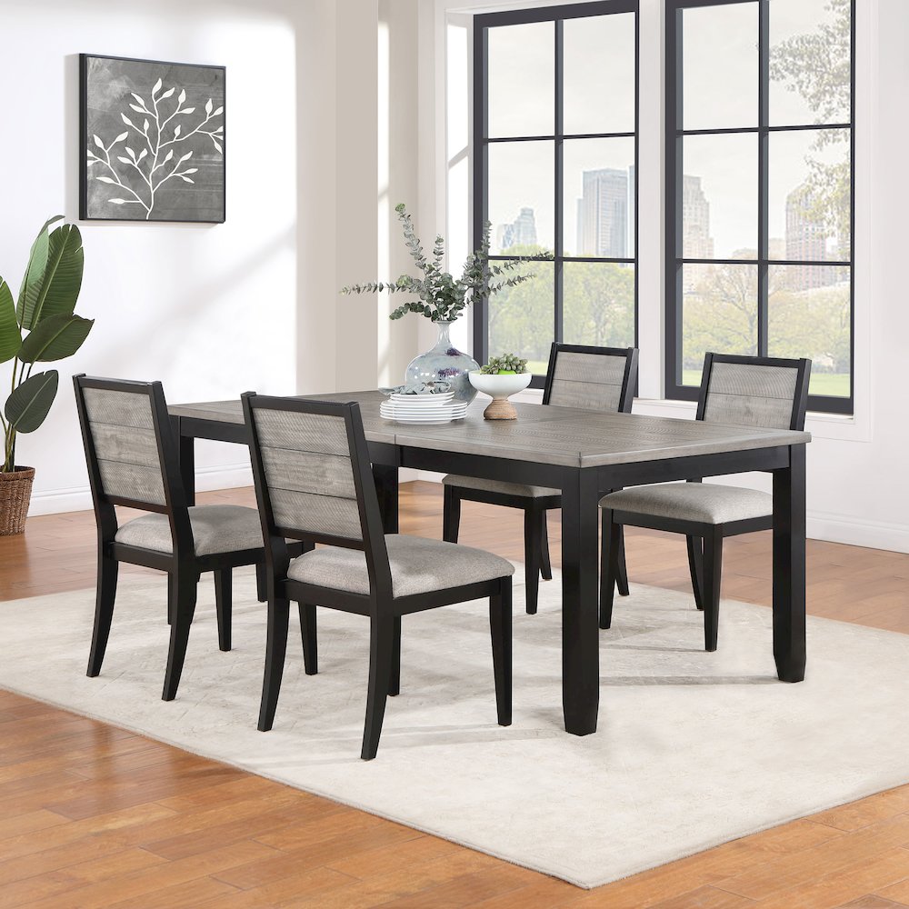 Elodie 5-piece Rectangular Extension Leaf Dining Set Black. Picture 2