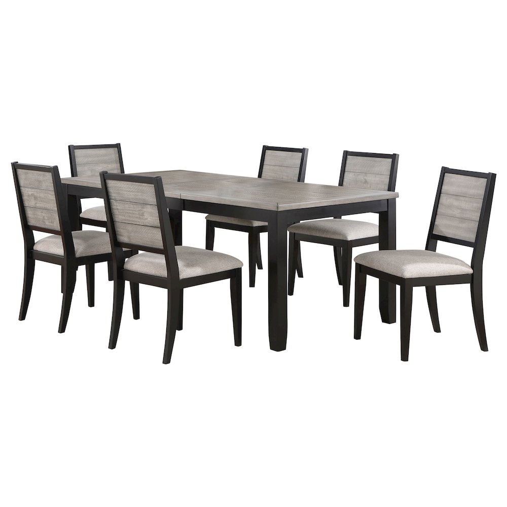 Elodie 7-piece Rectangular Extension Leaf Dining Set Black. Picture 1