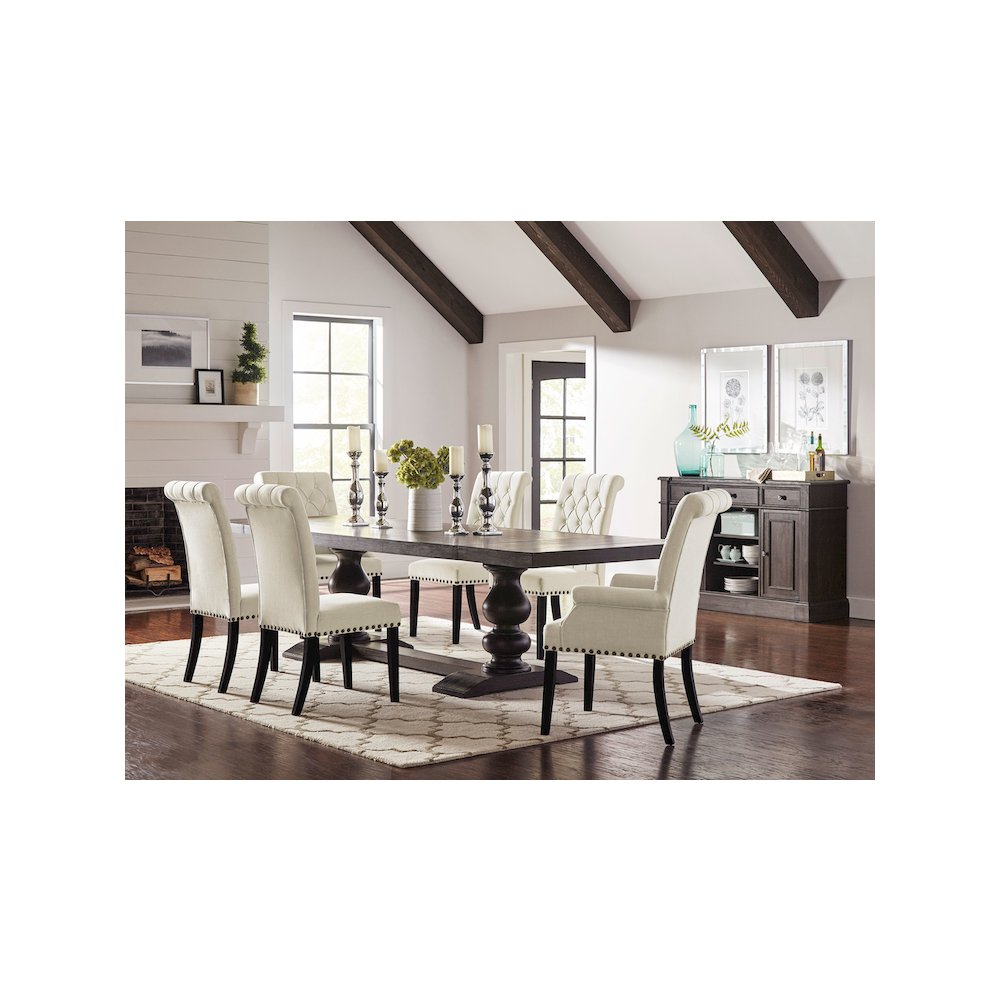 Phelps 123-inch Extension Leaf Dining Table Distressed Noir. Picture 6