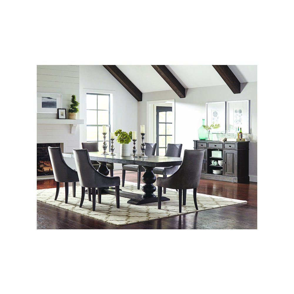 Phelps 123-inch Extension Leaf Dining Table Distressed Noir. Picture 7