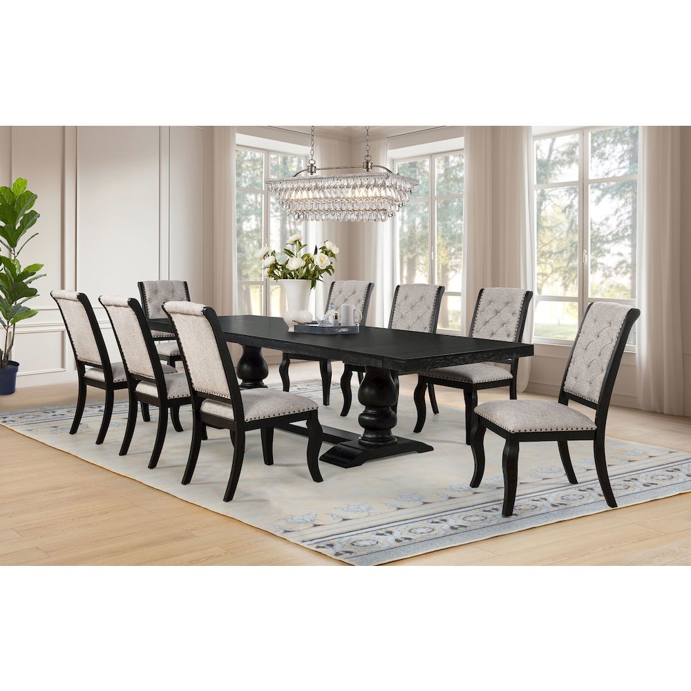 Phelps Upholstered Dining Side Chair Tobacco and Distressed Noir. Picture 15