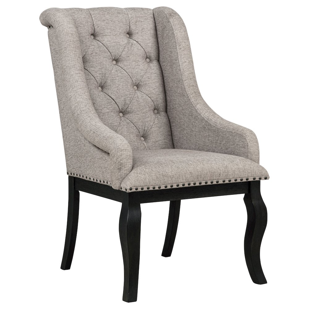 Phelps Upholstered Dining Arm Chair Tobacco and Distressed Noir. Picture 3