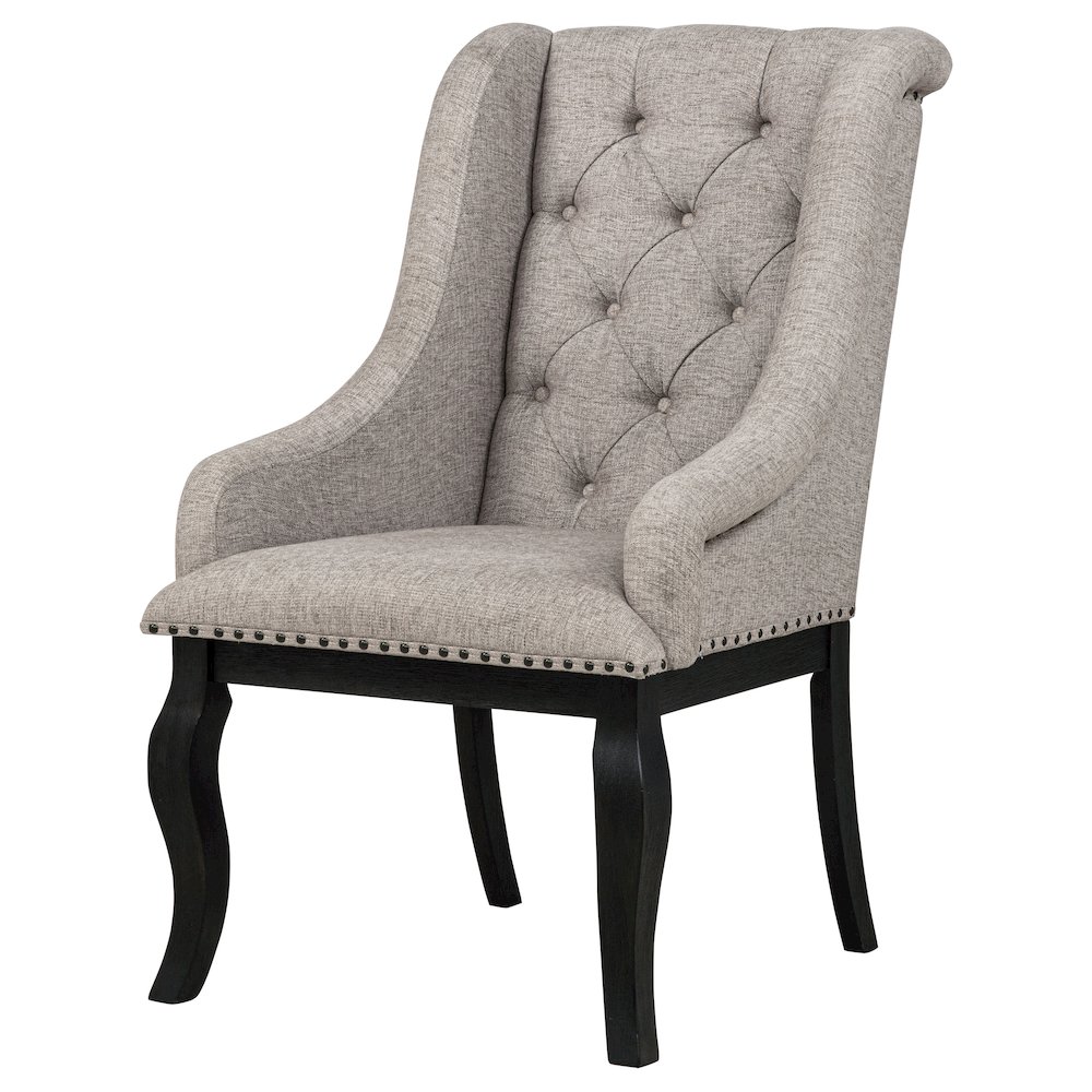 Phelps Upholstered Dining Arm Chair Tobacco and Distressed Noir. Picture 5