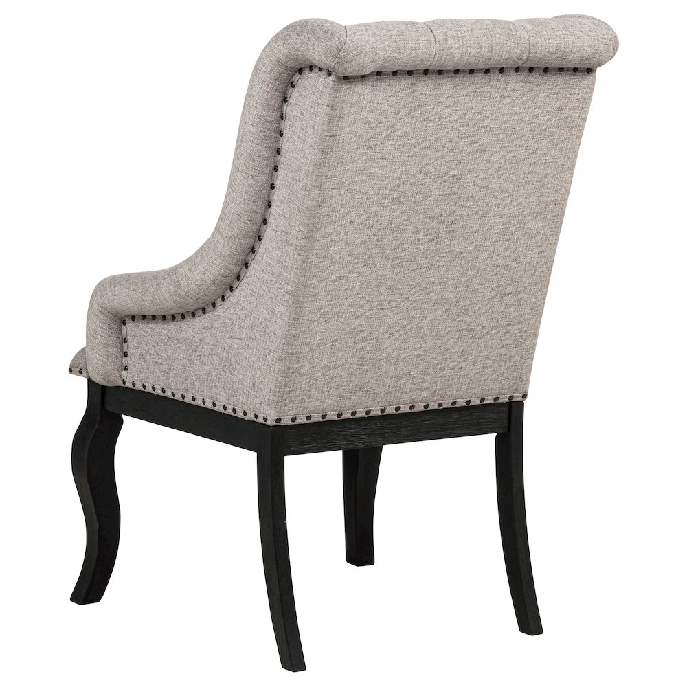 Phelps Upholstered Dining Arm Chair Tobacco and Distressed Noir. Picture 7
