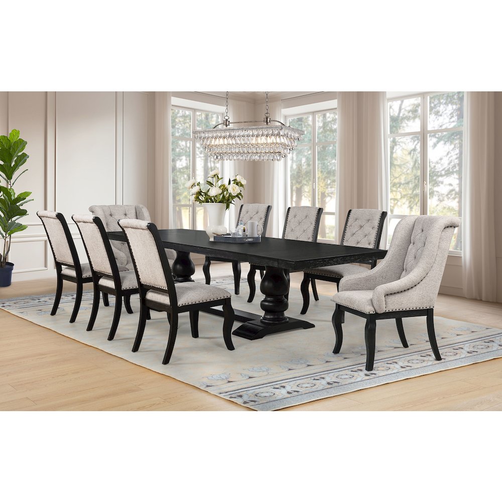Phelps Upholstered Dining Arm Chair Tobacco and Distressed Noir. Picture 15