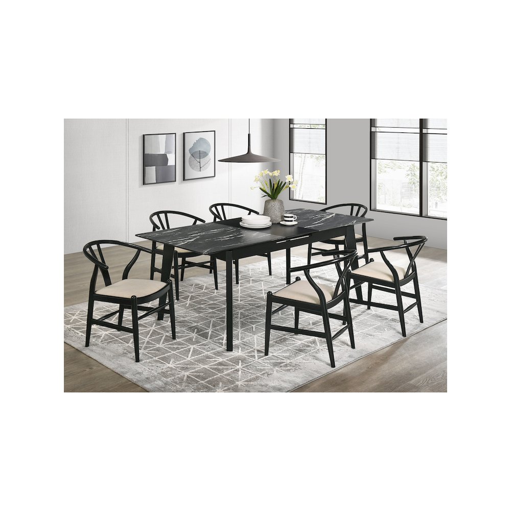 Crestmont 78-inch Extension Dining Table Black Faux Marble. Picture 8