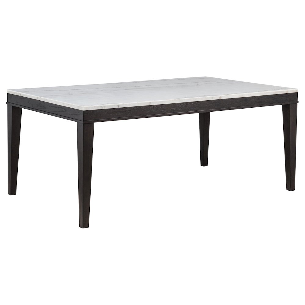 Averill 72-inch Rectangular White Marble Top Dining Table Coffee Bean. Picture 1