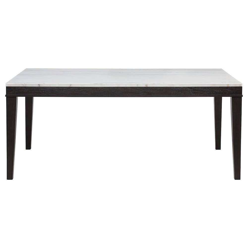 Averill 72-inch Rectangular White Marble Top Dining Table Coffee Bean. Picture 3