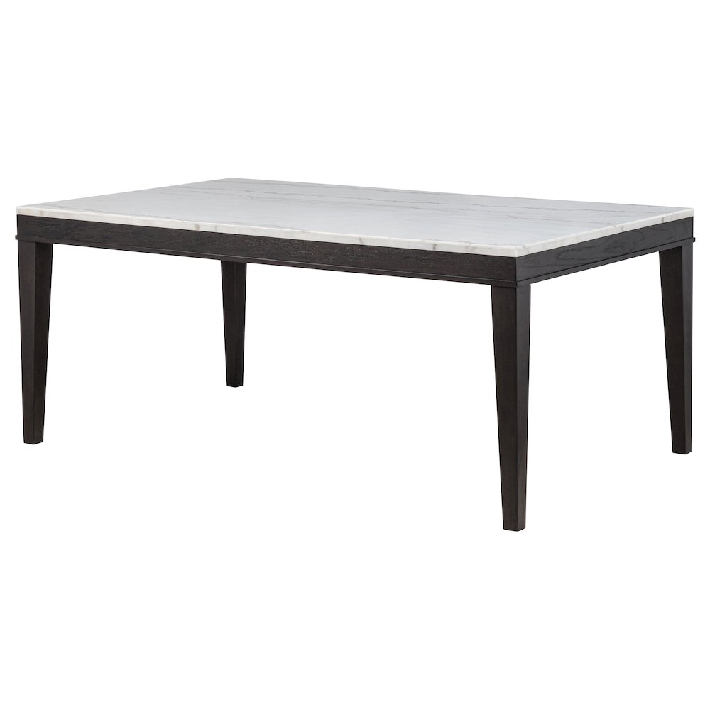 Averill 72-inch Rectangular White Marble Top Dining Table Coffee Bean. Picture 4