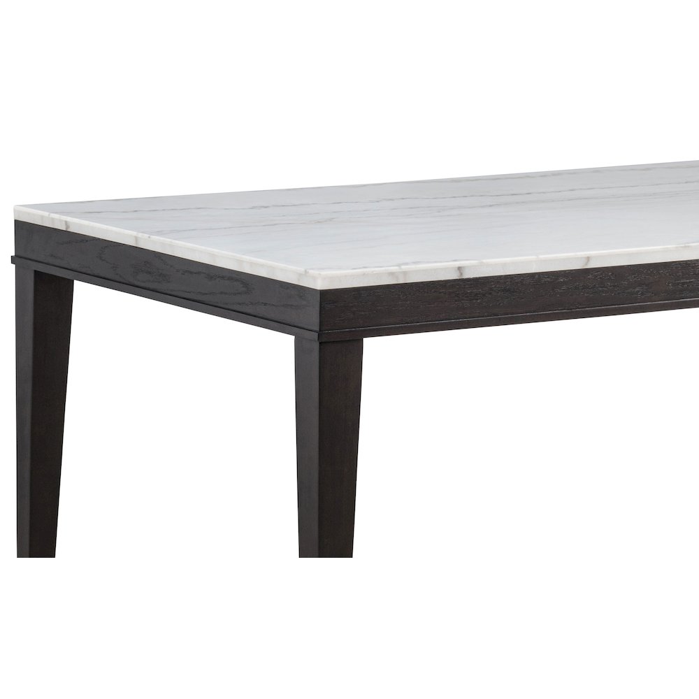 Averill 72-inch Rectangular White Marble Top Dining Table Coffee Bean. Picture 9