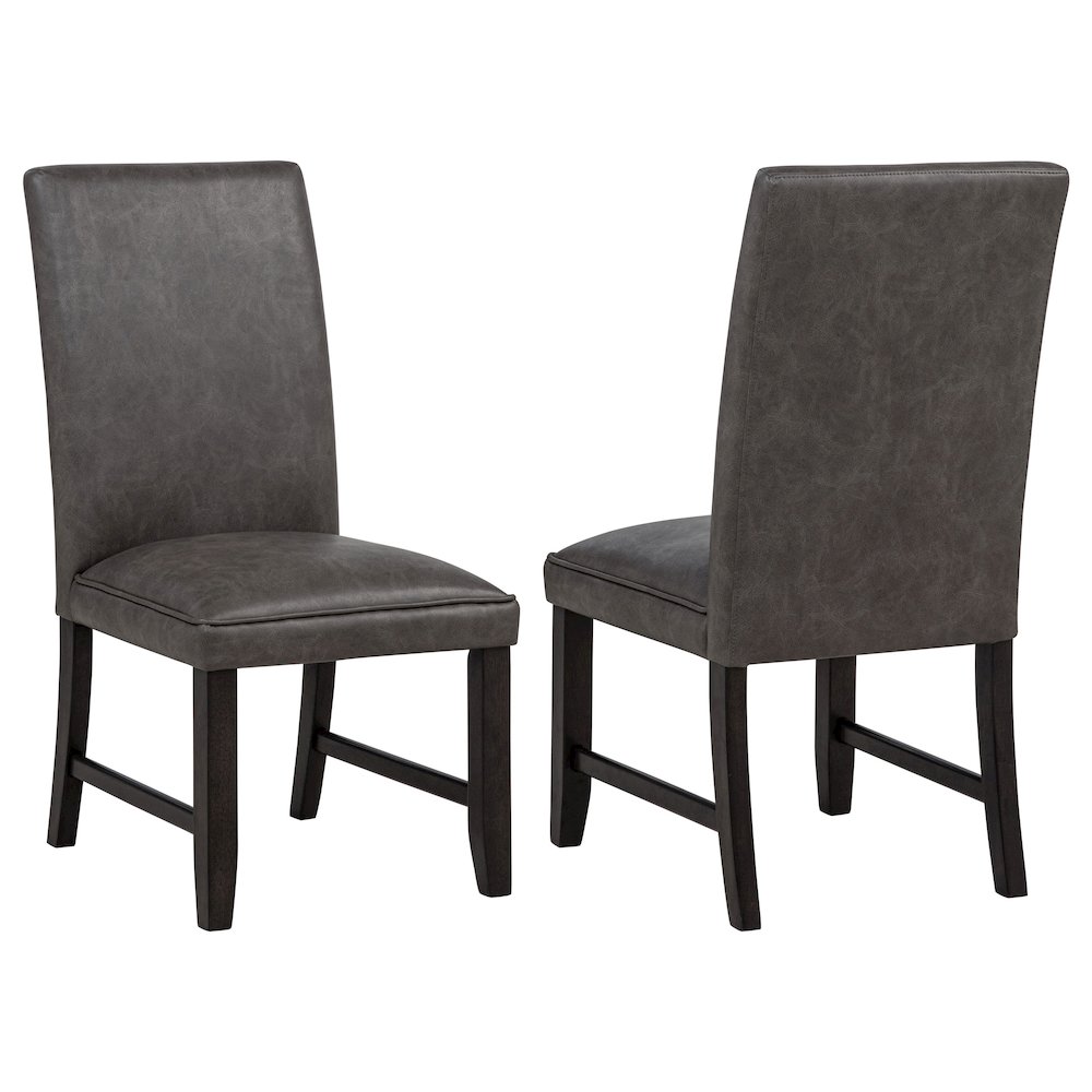 Averill Faux Leather Upholstered Dining Side Chair Dark Grey (Set of 2). Picture 1