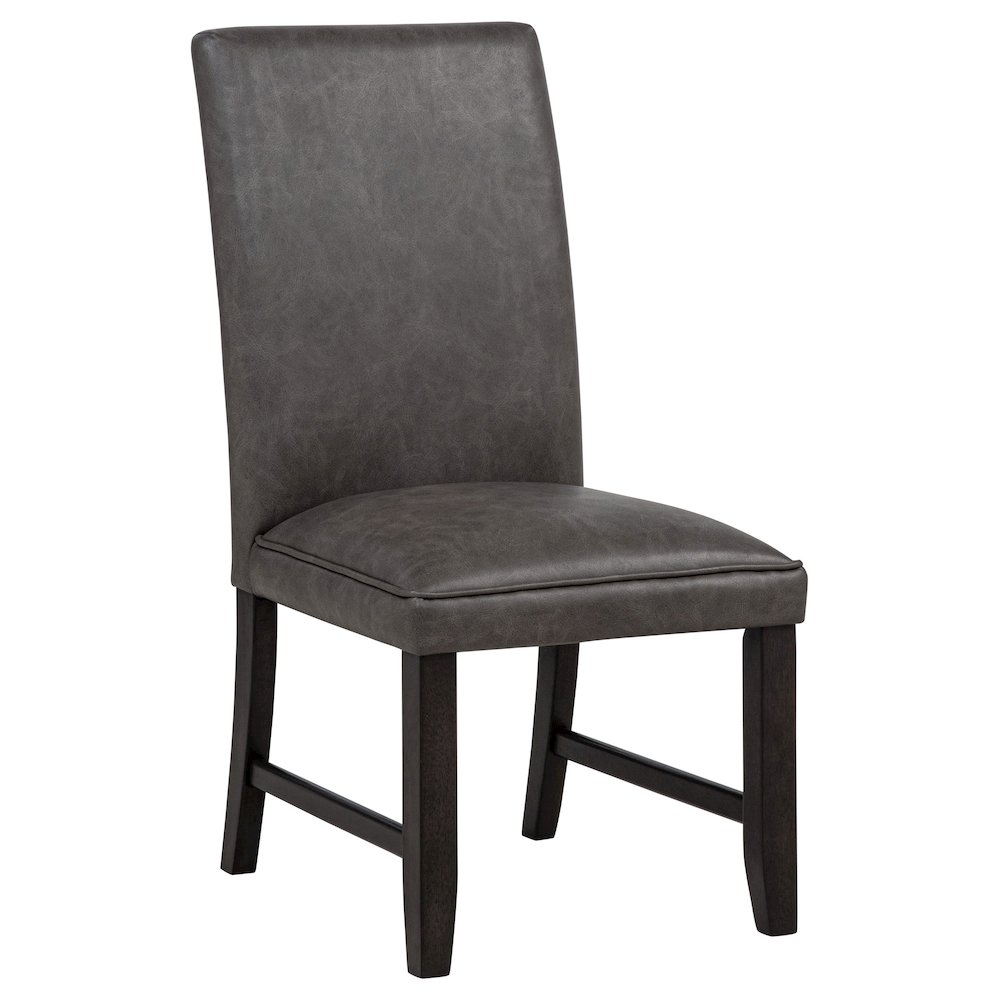 Averill Faux Leather Upholstered Dining Side Chair Dark Grey (Set of 2). Picture 3