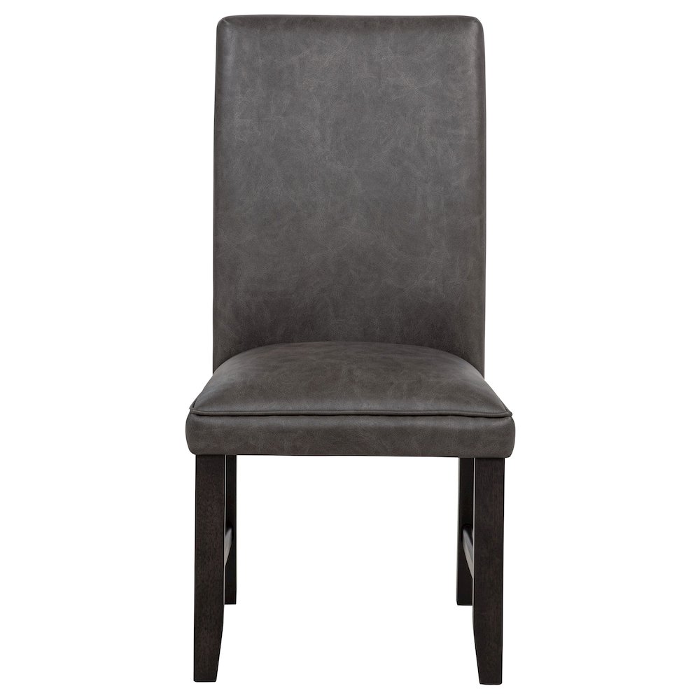Averill Faux Leather Upholstered Dining Side Chair Dark Grey (Set of 2). Picture 4