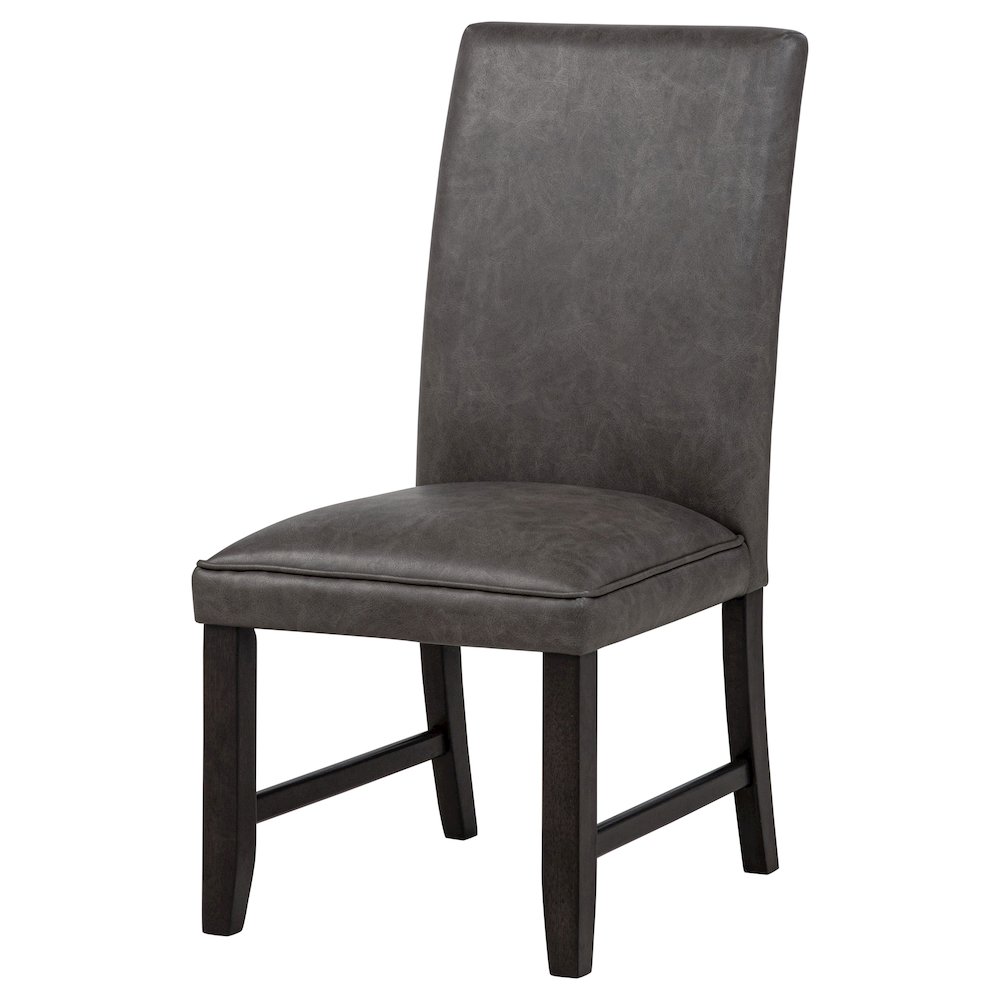 Averill Faux Leather Upholstered Dining Side Chair Dark Grey (Set of 2). Picture 5