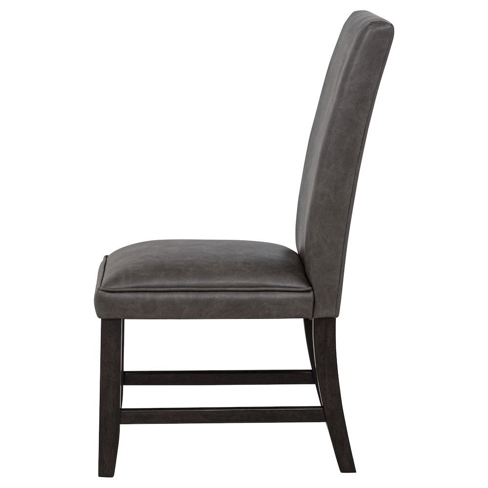 Averill Faux Leather Upholstered Dining Side Chair Dark Grey (Set of 2). Picture 6