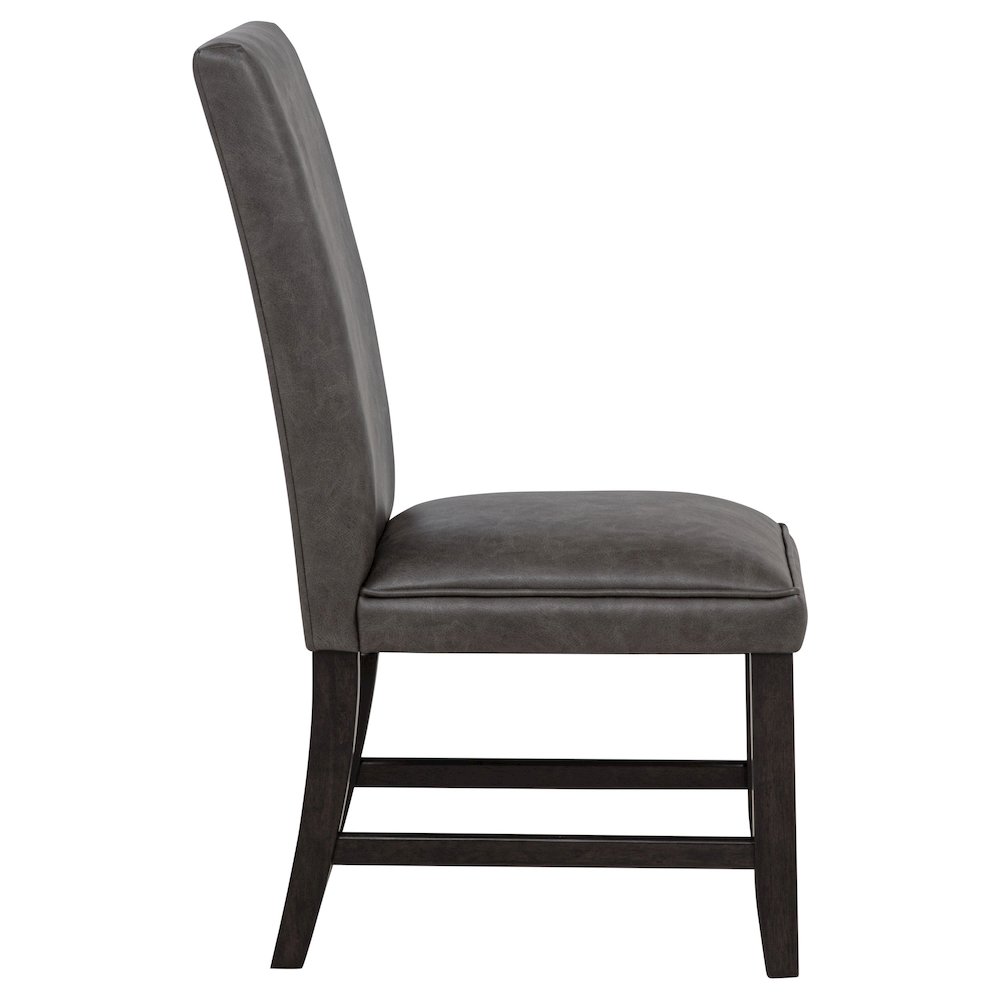 Averill Faux Leather Upholstered Dining Side Chair Dark Grey (Set of 2). Picture 10