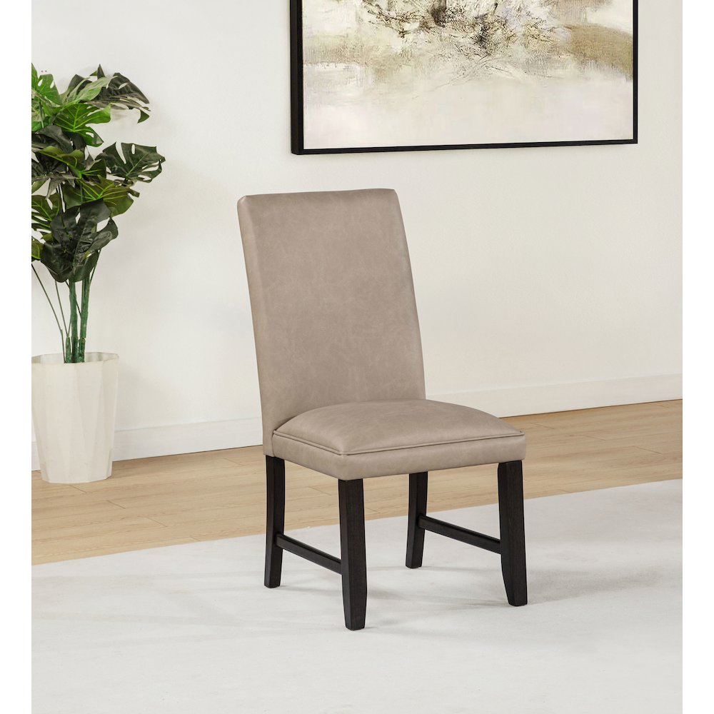 Averill Faux Leather Upholstered Dining Side Chair Tan (Set of 2). Picture 2