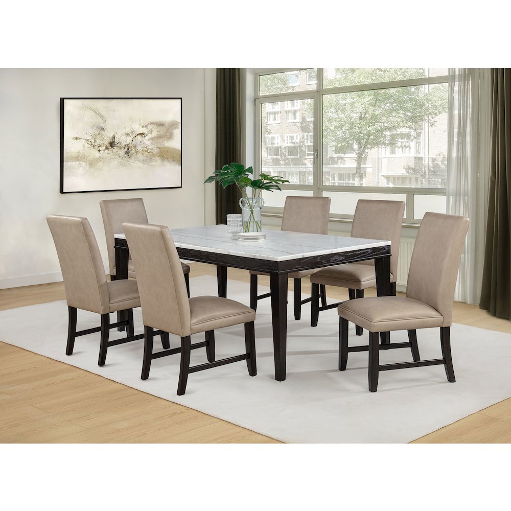 Averill Faux Leather Upholstered Dining Side Chair Tan (Set of 2). Picture 16