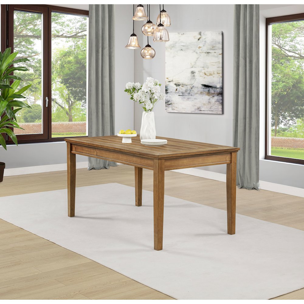 Atwood Rectangular Wood Dining Table Warm Brown. Picture 2